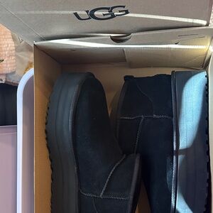 UGG Black Suede Short Platform Boots